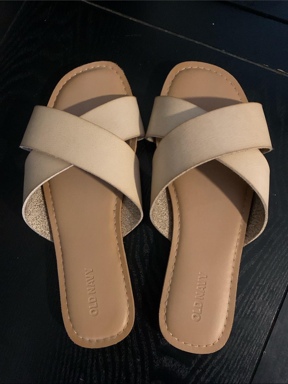 Old Navy Women's Tan Crossband Slide Sandals